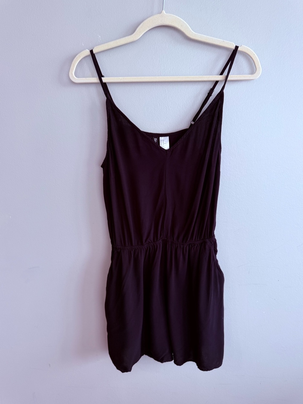 H&M Black Sleeveless Camisole Romper with Adjustable Straps